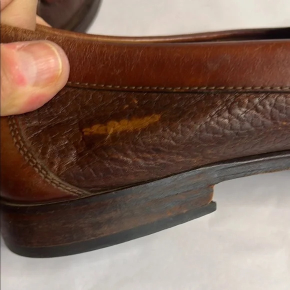 Brown Leather Tassel Loafers with Moccasin Stitching - Picture 9 of 9